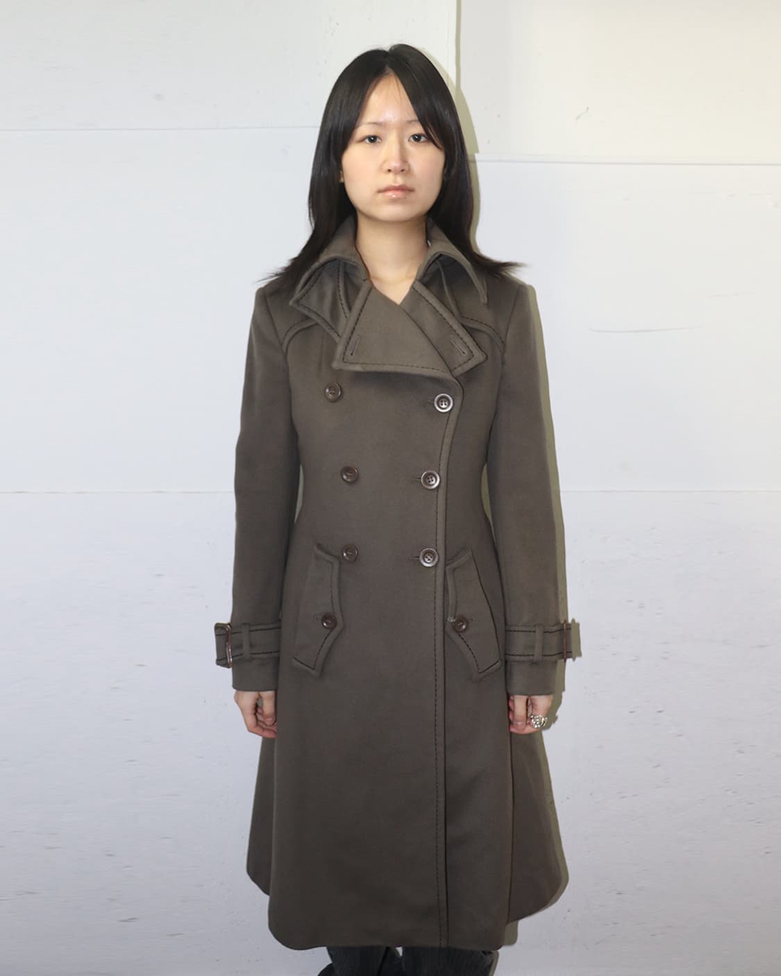 스포트막스 배트 윙 카라 더블 브레스트디드 코트 상품이미지1