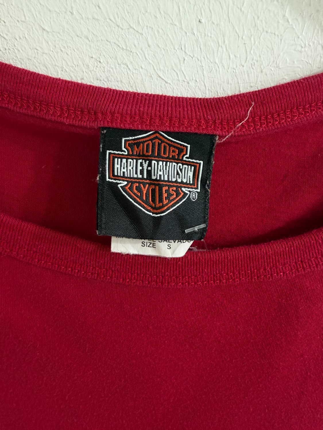 할리데이비슨 컷아웃 디테일 마젠타 핑크 딱붙 크롭 반팔티셔츠 상품이미지7