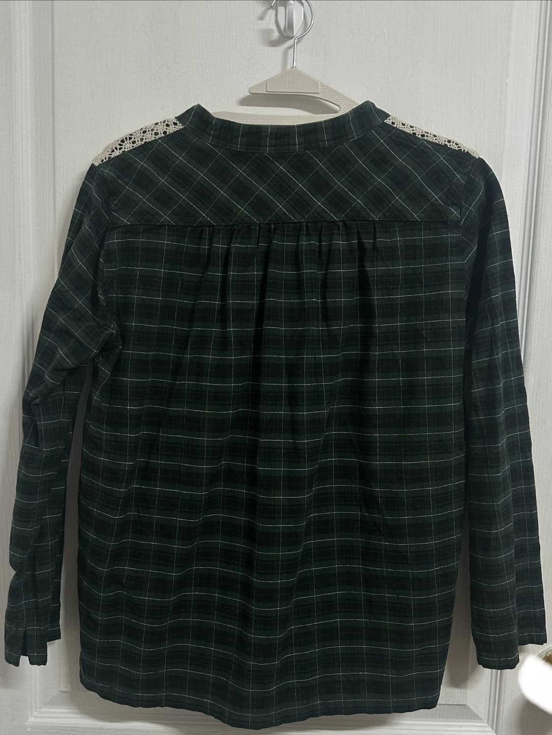 Sunny clouds 초록체크 크로쉐 모리걸 블라우스 상품이미지3