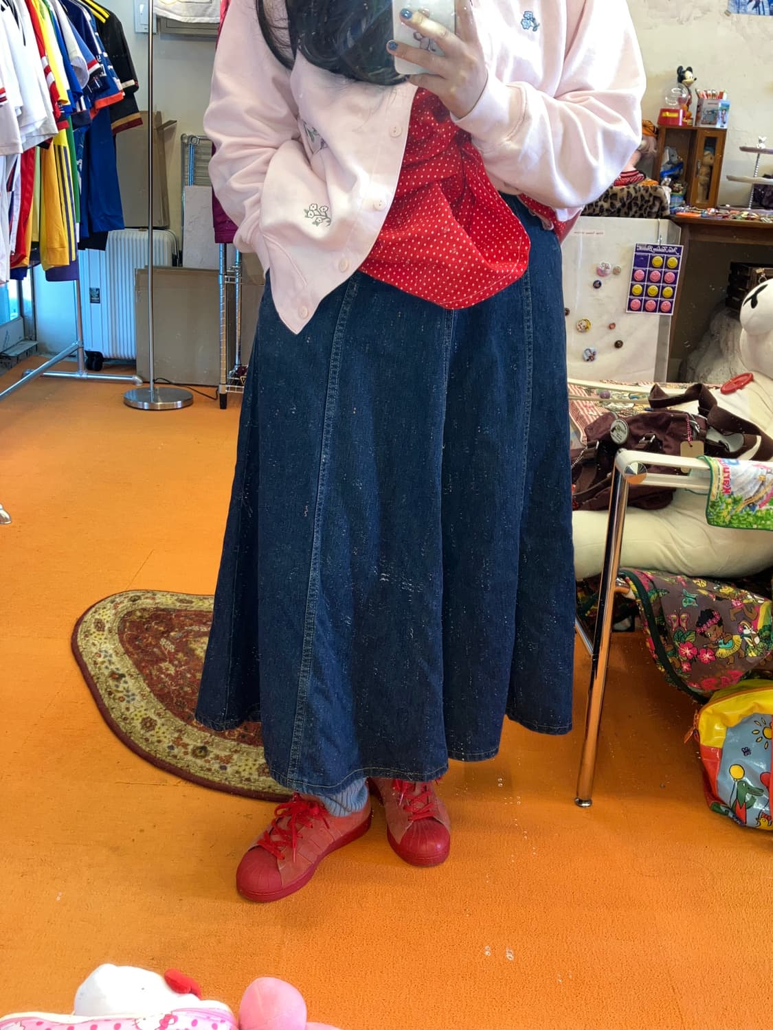 빈티지 롱 플레어 데님 스커트 상품이미지1