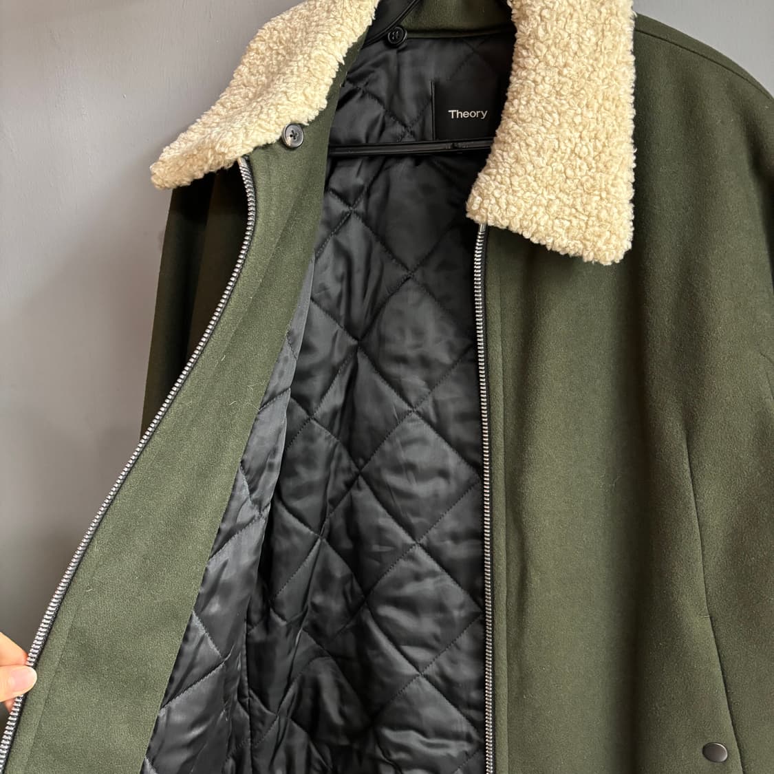 Theory띠어리 뽀글이 퍼 카라 집업 코트 자켓 상품이미지4