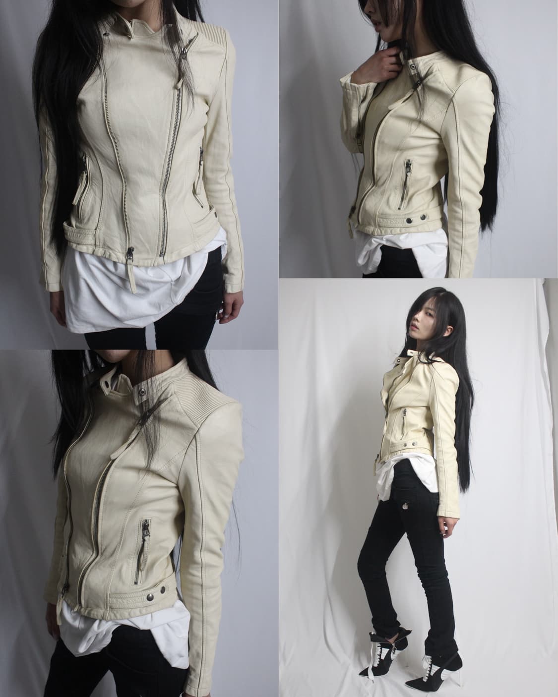 Leather skin-ivory 2 zipper lamb jacket 상품이미지1
