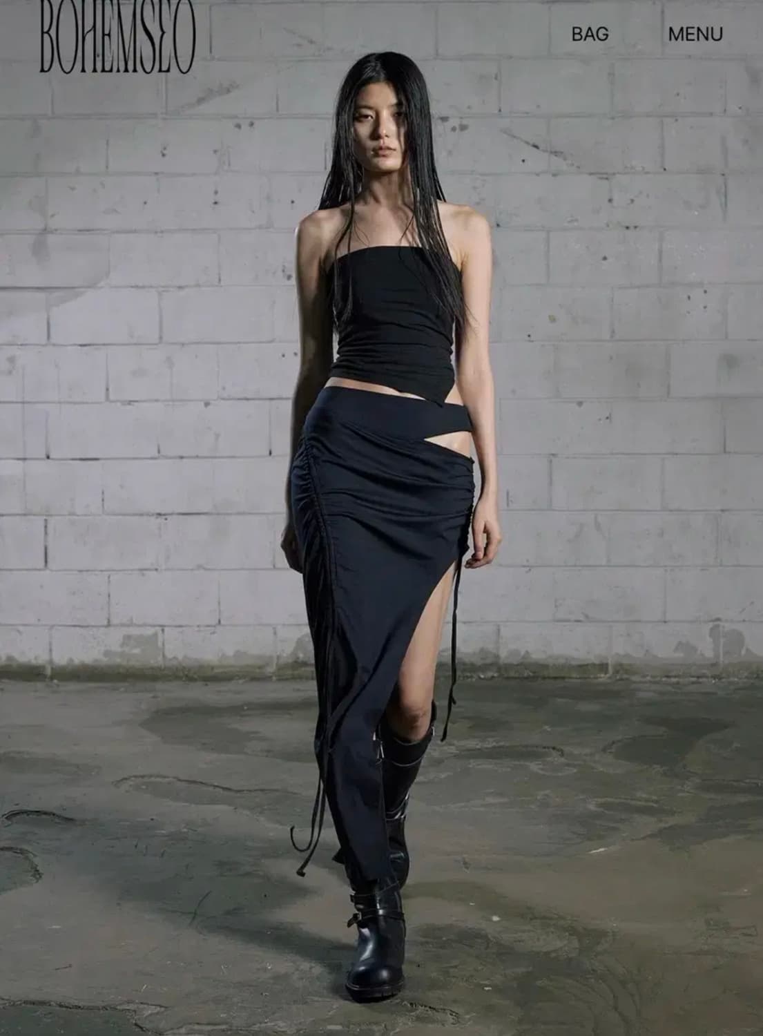 택O 새상품) 보헤미안서울 커브드 슬릿 스커트 S 상품이미지1