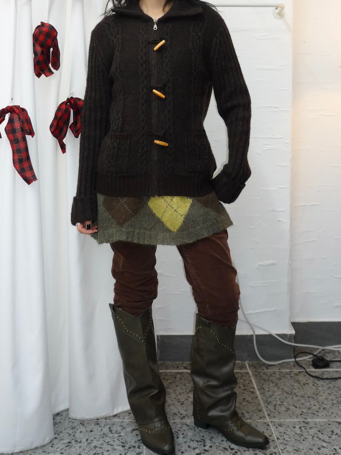 deep brown toggle cardigan 상품이미지5