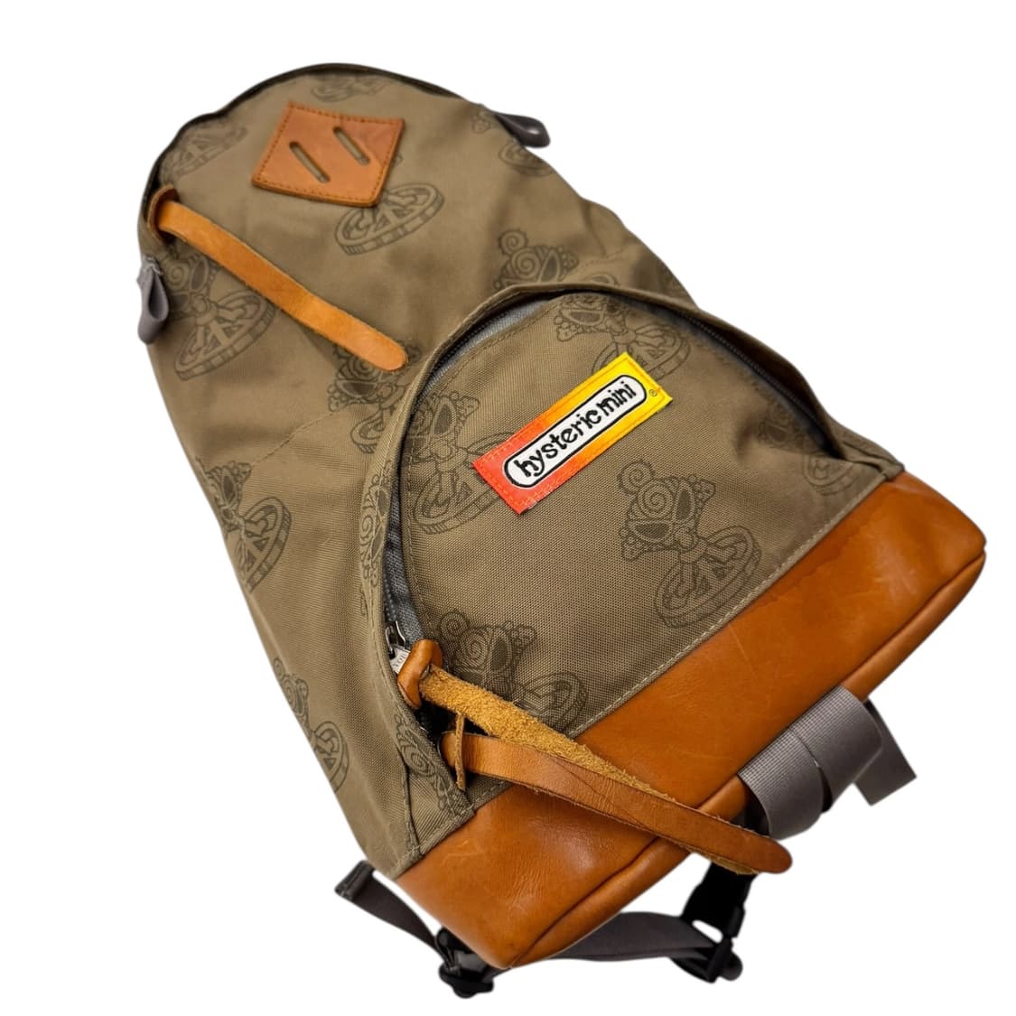 히스테릭글래머 레더 나일론 백팩 카키 상품이미지4