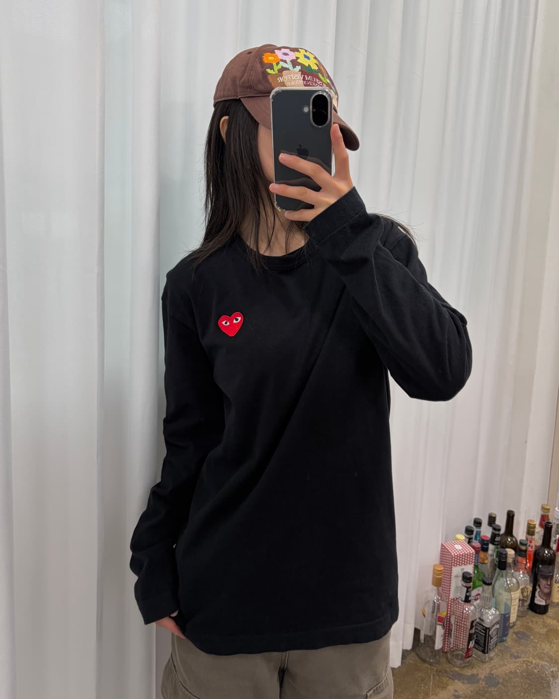 [L]꼼데가르송 플레이 레드 와펜 롱 슬리브 상품이미지1