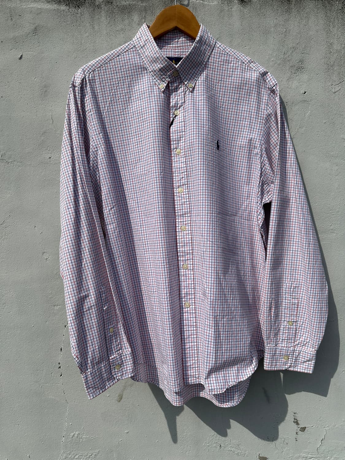 [XL] 폴로 랄프로렌 레드 네이비 체크 포플린 셔츠 상품이미지1