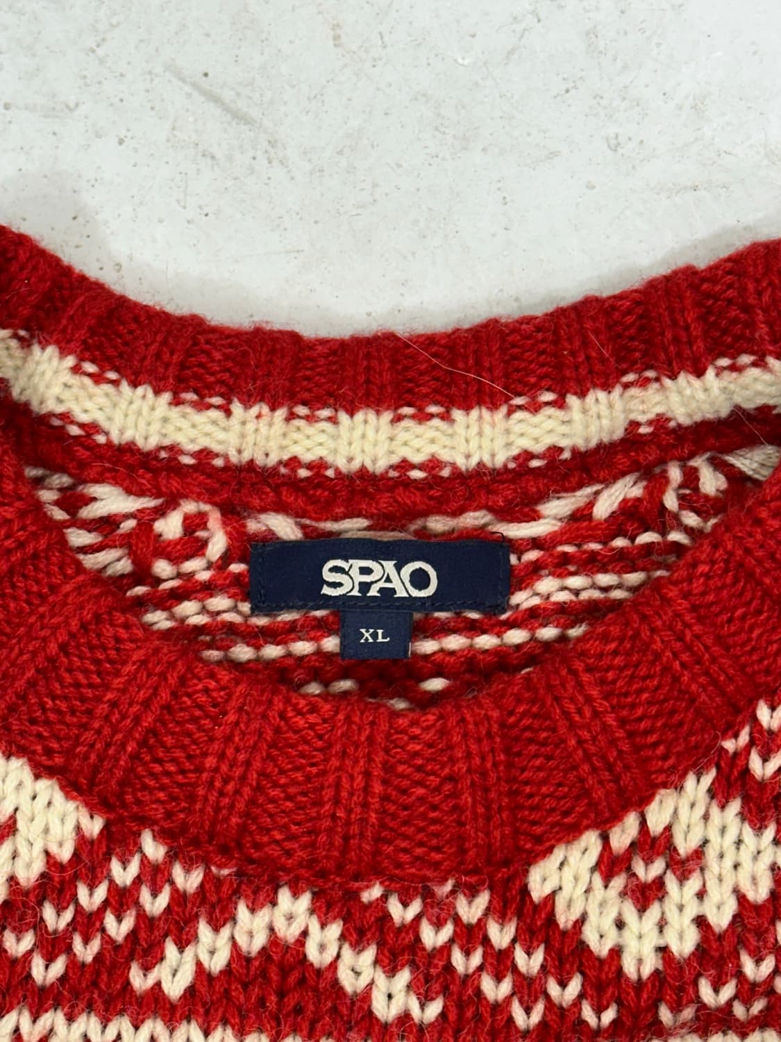 일본 빈티지 레드 노르딕 패턴 니트 XL 상품이미지6