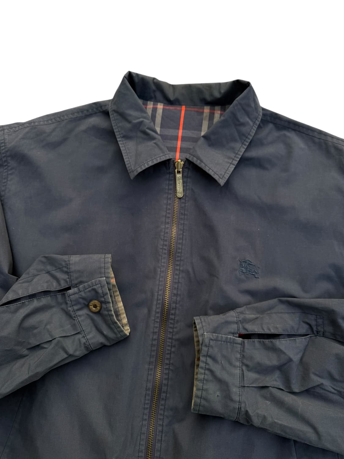 90s Burberry 버버리 리버시블 노바체크 블루종 상품이미지3