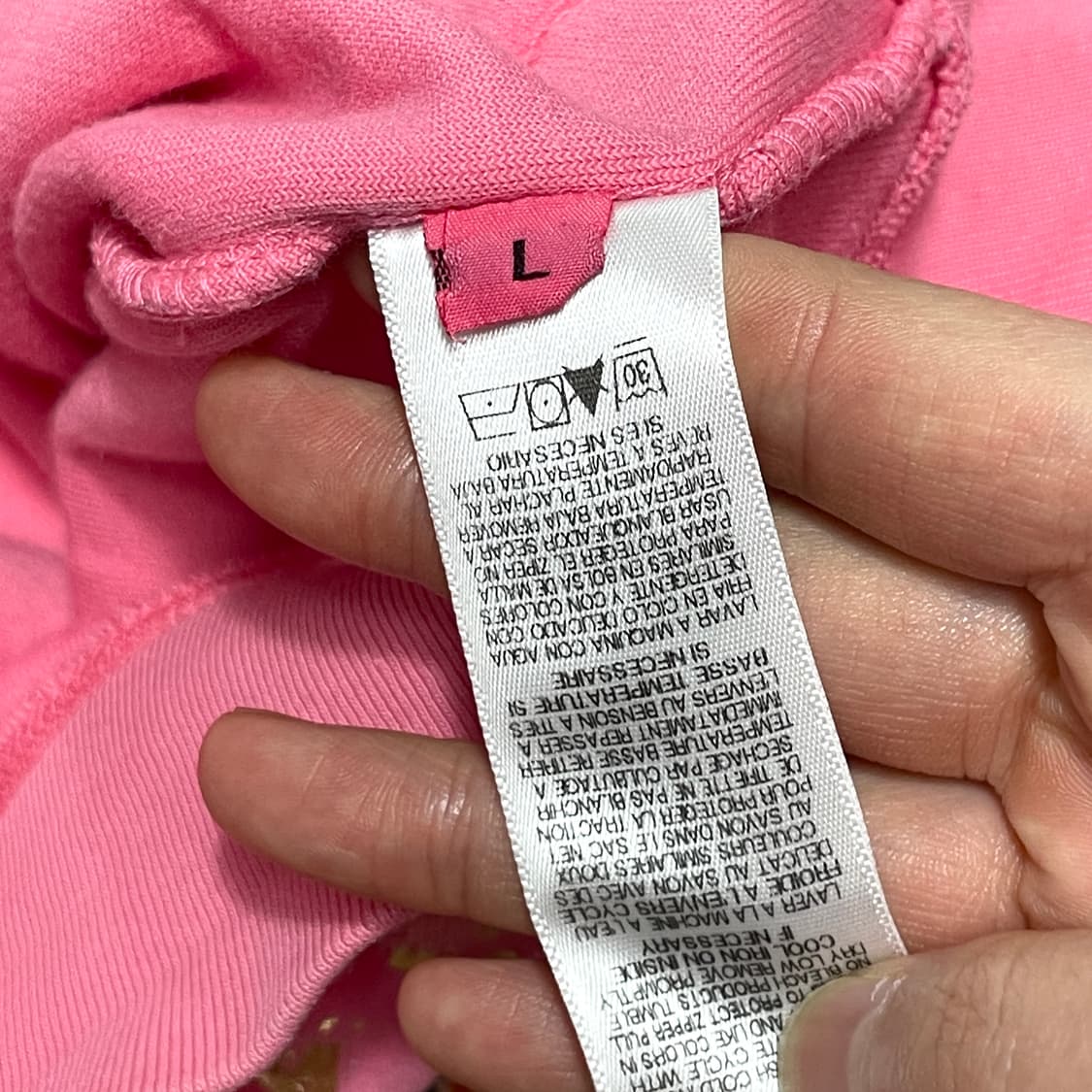 쥬시꾸뛰르 백프린팅 벨벳 핑크 후드집업 여성L 상품이미지6