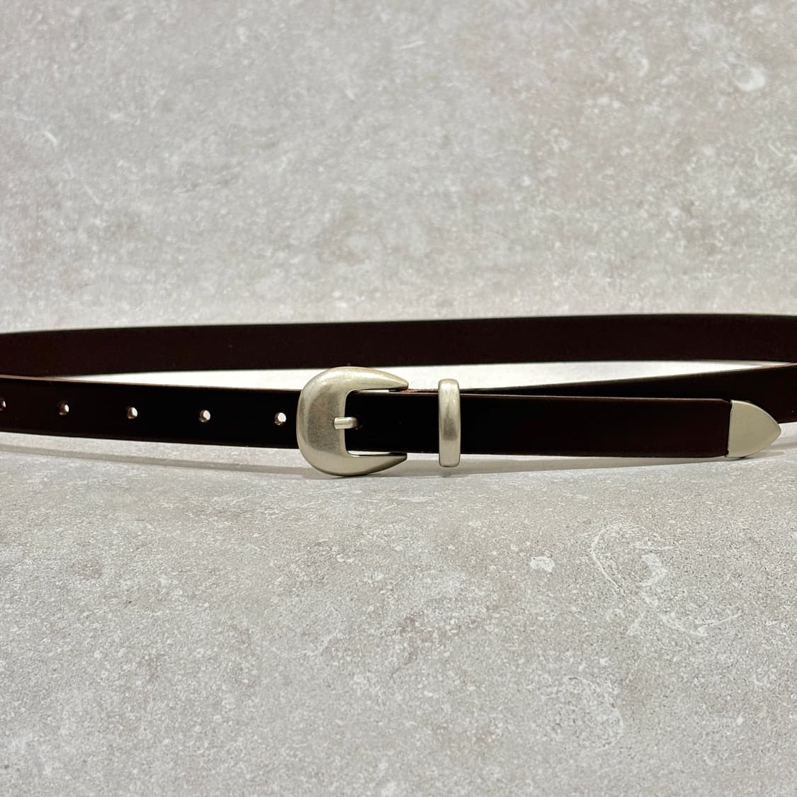 Oribell 라운드 볼드 버클 이탈리아 소가죽 웨스턴 벨트 브라운 상품이미지7