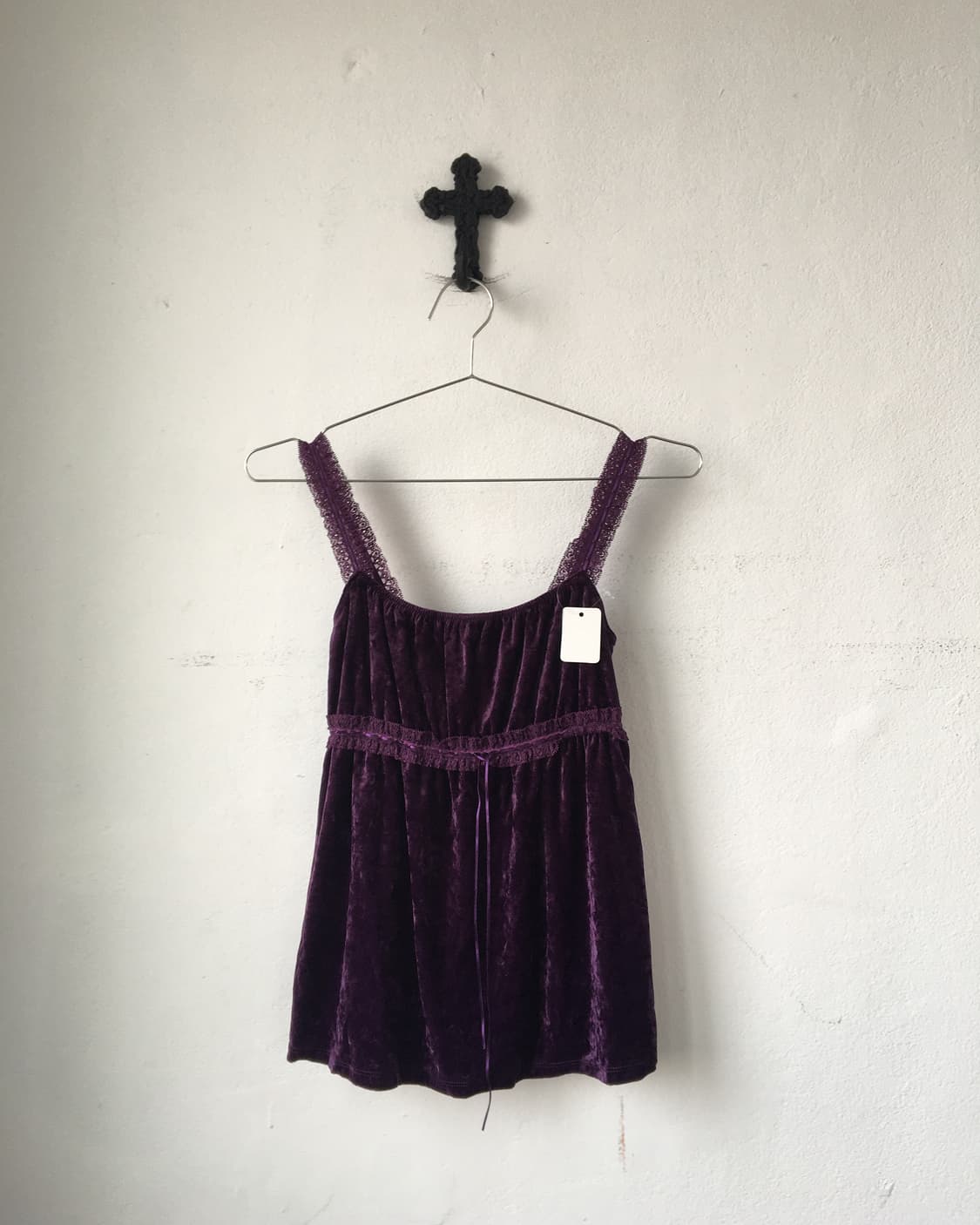 Lace trimming velvet sleeveless 상품이미지2