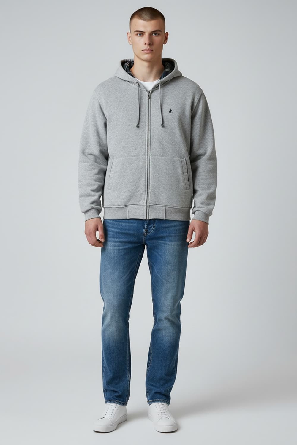 [105] 빈폴 멜란지 그레이 빈티지 페니파딩 후드집업 상품이미지3