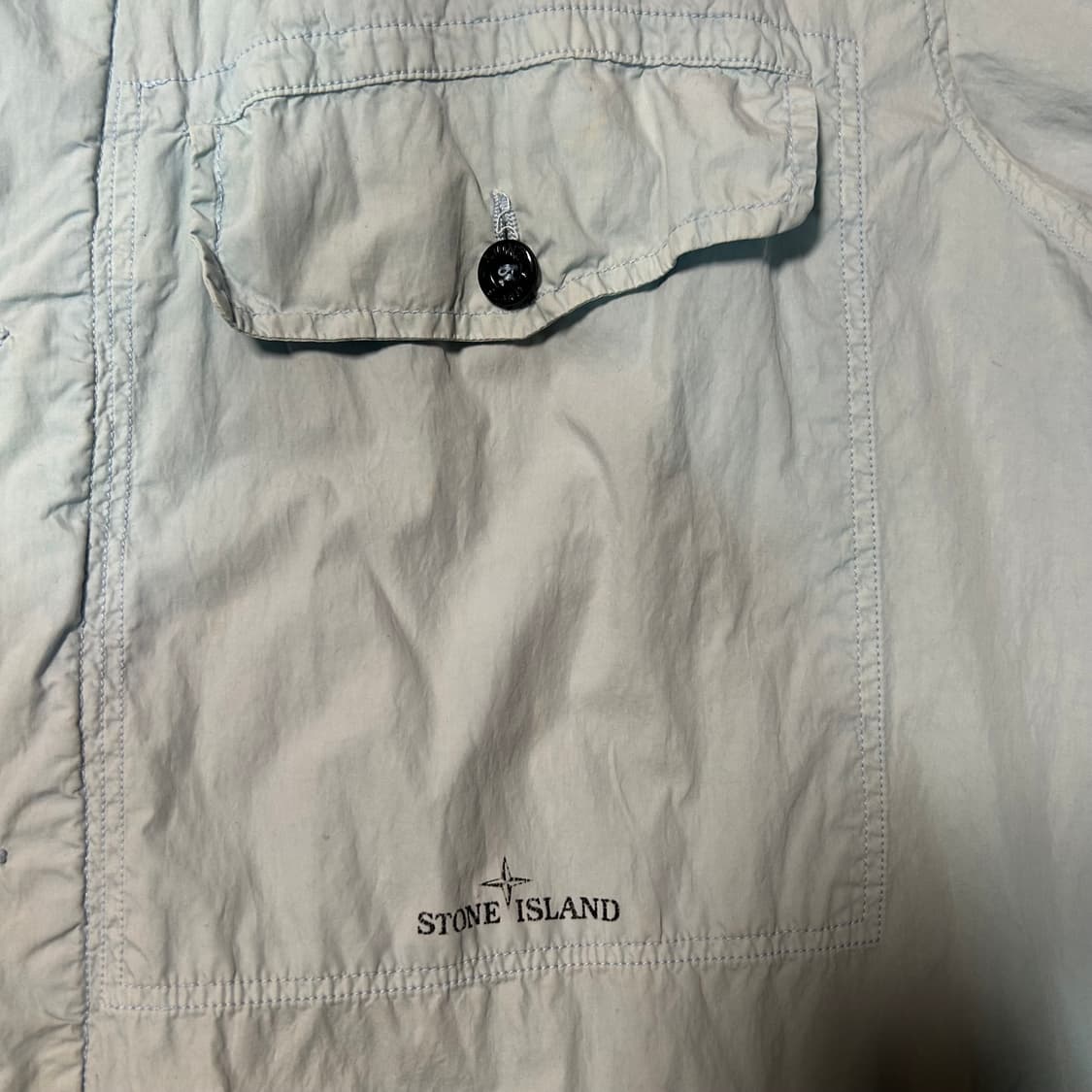 [XL] 00s 스톤아일랜드 아이스 블루 반팔 셔츠 상품이미지4