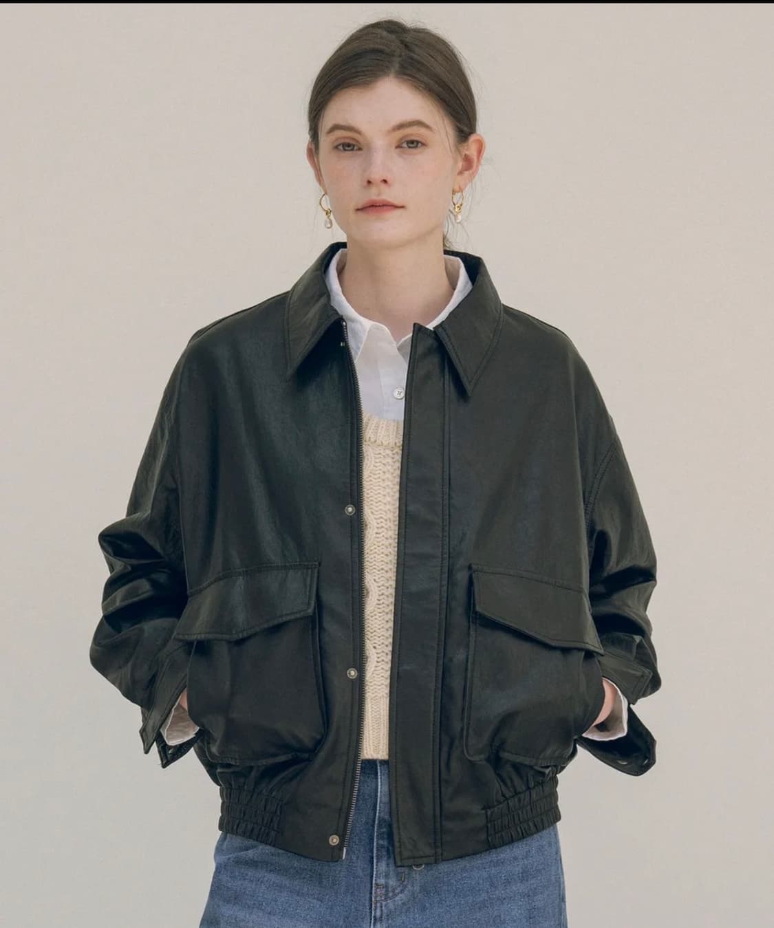 시야쥬 페이크 레더 봄버자켓M 상품이미지1