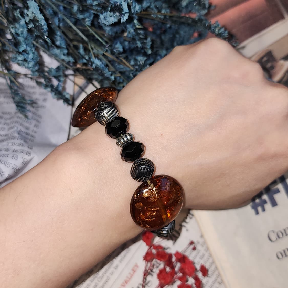90s 프랑스 빈티지 쥬얼리 클래식 앰버 비즈 팔찌 브레이슬릿 상품이미지7