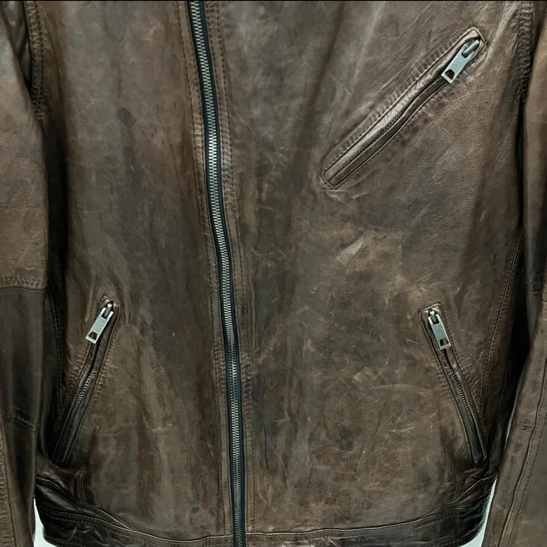 솔리드옴므 브라운 사선 지퍼 양가죽 자켓 105 상품이미지7