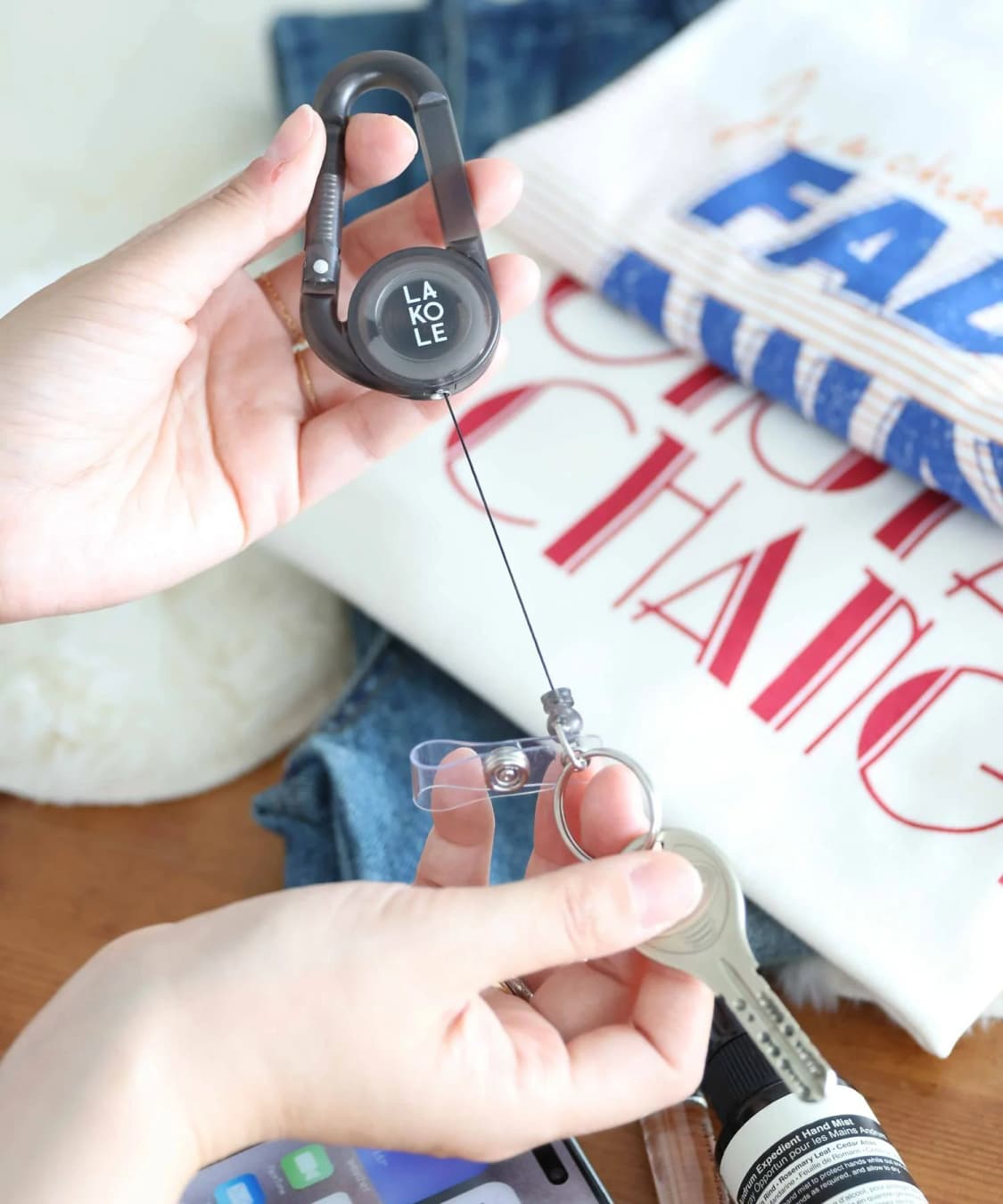 [LAKORE] 와이어 카라비너 키링 그린색 상품이미지6