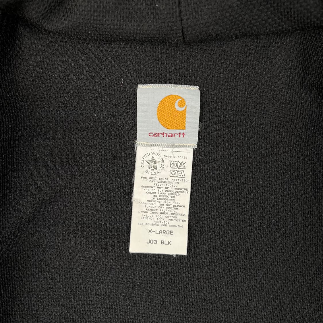 빈티지 칼하트 써멀 액티브 자켓 J03BLK 상품이미지5