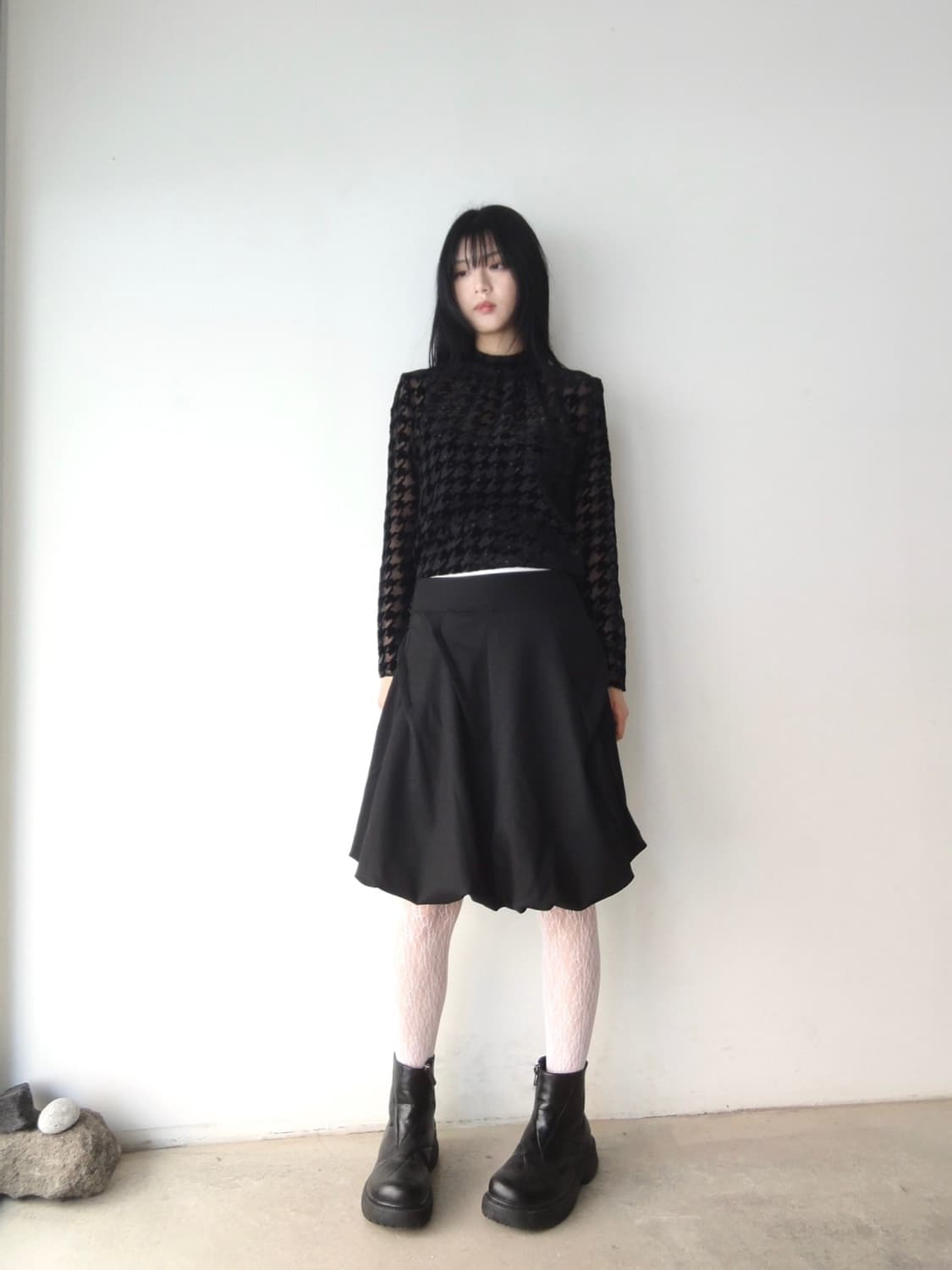 Hound pattern layer top / black 상품이미지4