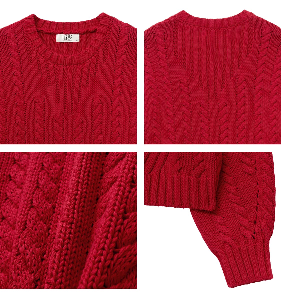 엘무드 베이글 피셔맨 케이블 니트 레드 48 상품이미지6