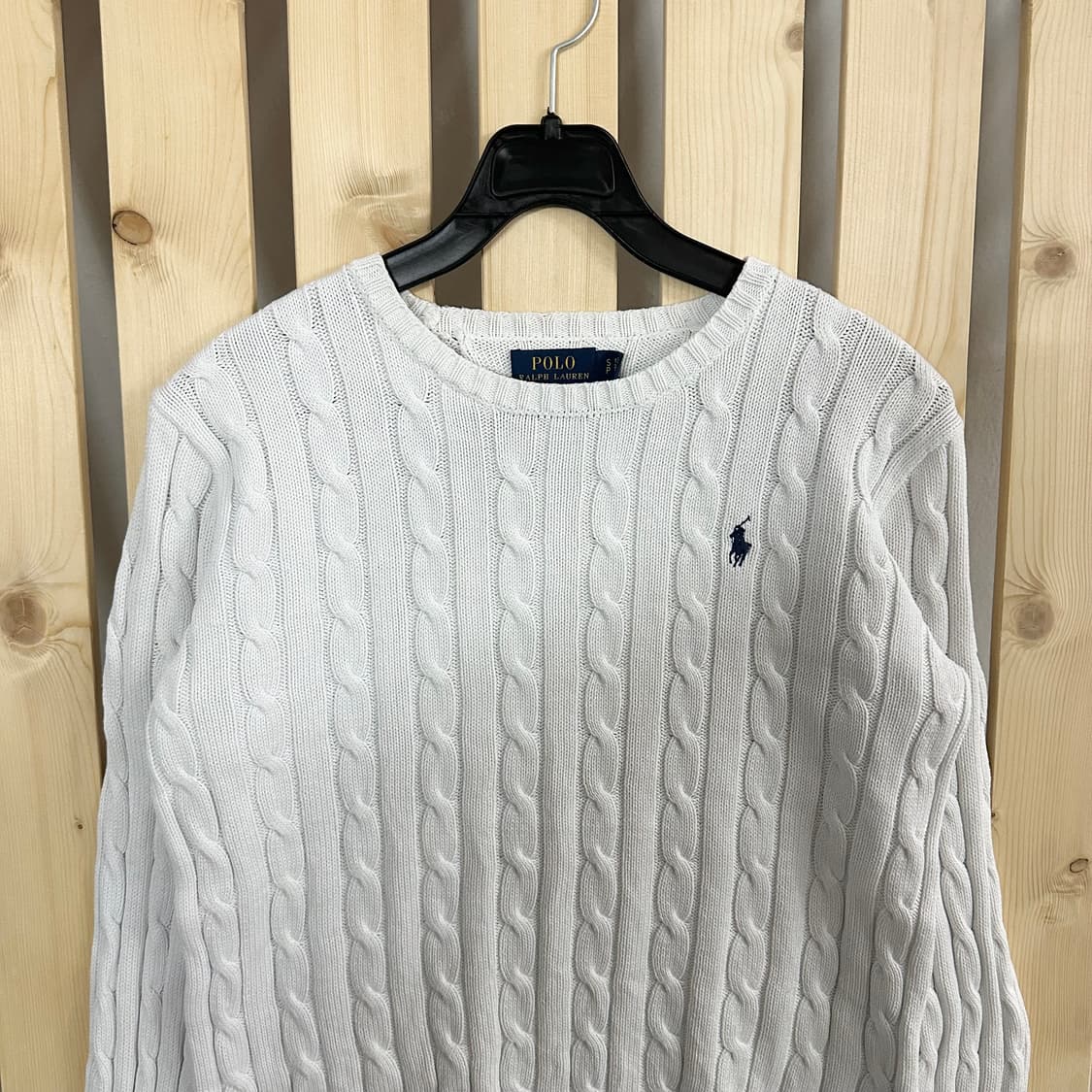(S) 폴로 랄프로렌 아이보리 라운드넥 케이블 니트 스웨터 상품이미지3