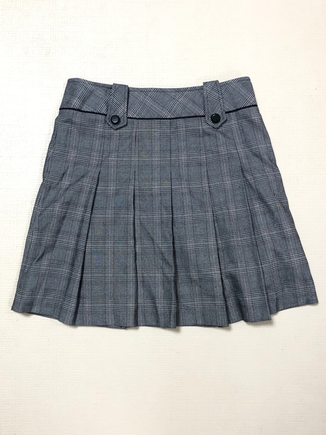 빈티지 그레이 체크 플리츠 미디 스커트 상품이미지10
