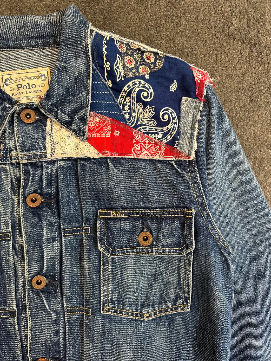 폴로 랄프로렌 패치워크 데님 자켓 S 상품이미지2