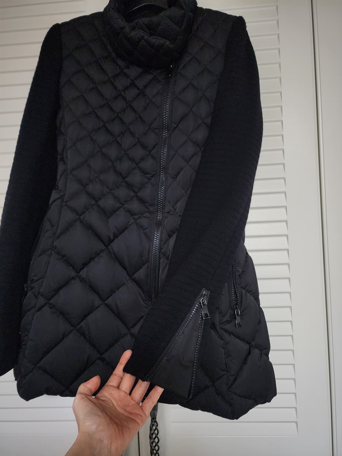 시슬리 다이아몬드 퀼팅 슬림 A라인 덕다운 패딩 코트 상품이미지6