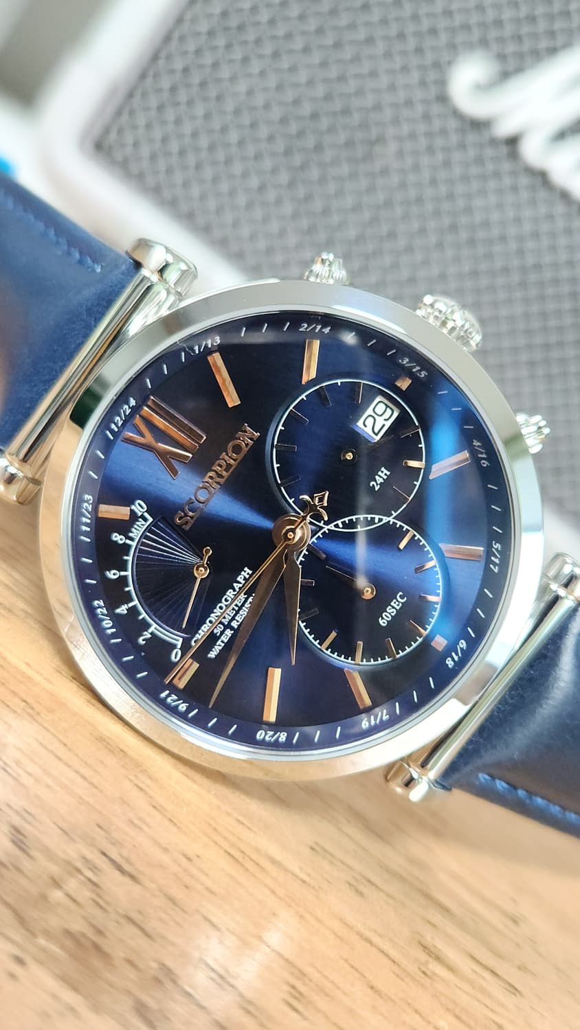 # 스콜피온 크로노그래프 남성명품시계 D버클 가죽시계 급처 상품이미지4