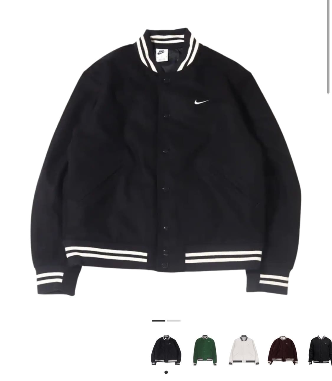 [L] 나이키 NSW 어센틱 바시티 자켓 블랙 - 아시아 상품이미지1