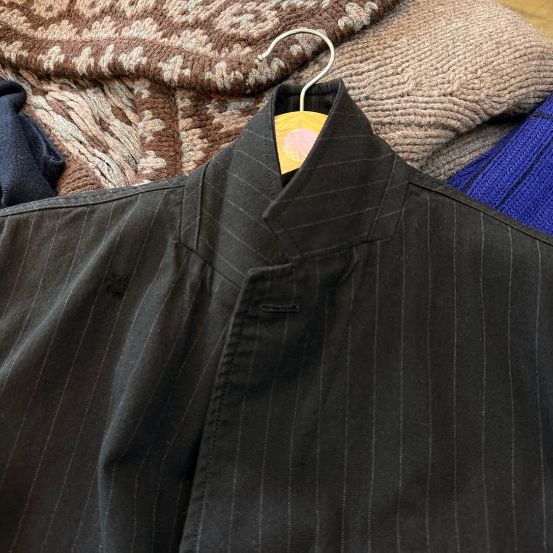 PPFM 지퍼 디테일 스트라이프 패턴 블레이저 중기장 코트 자켓 상품이미지10