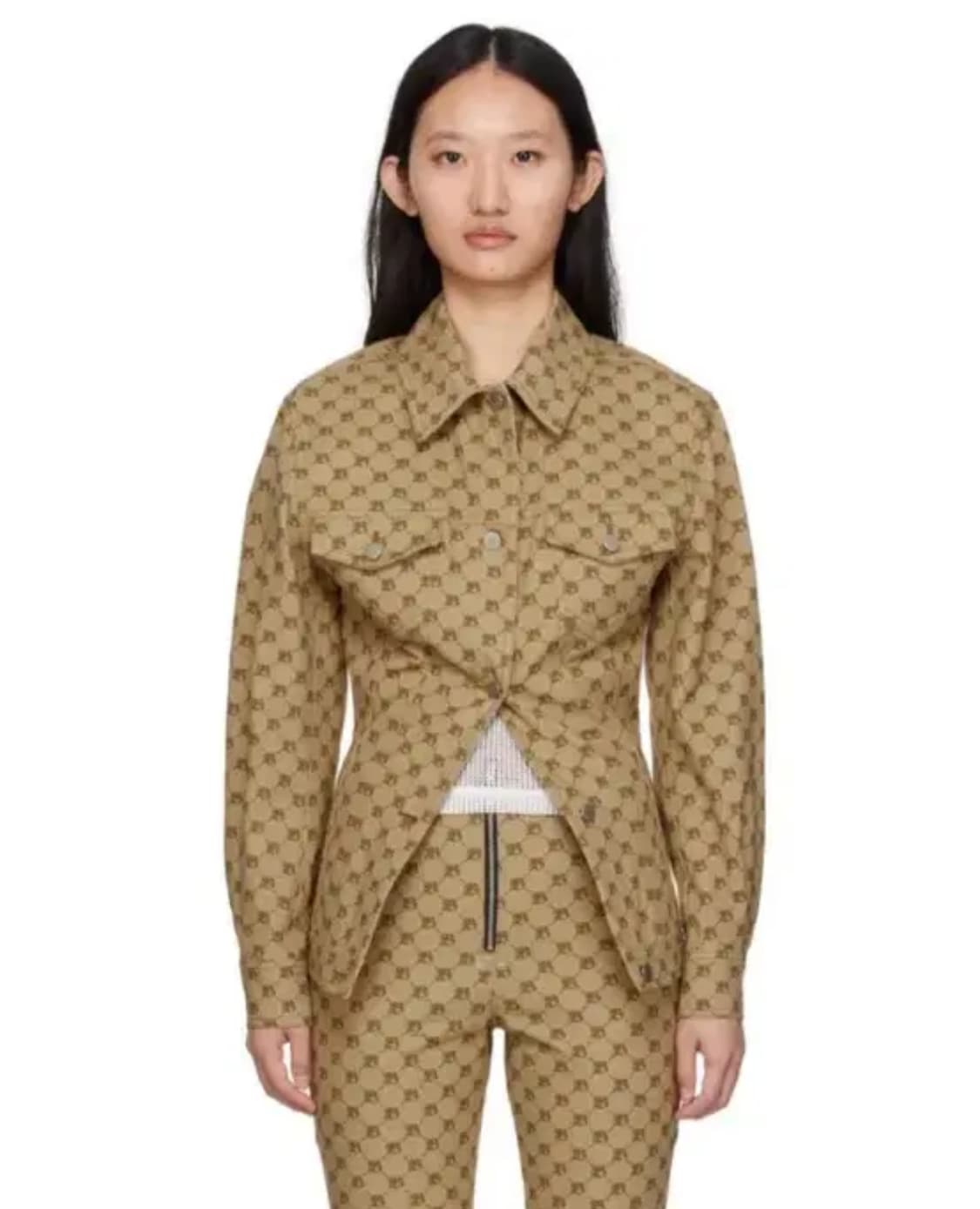 BONBOM 베이지 모노그램 프린트 재킷[L] 상품이미지6