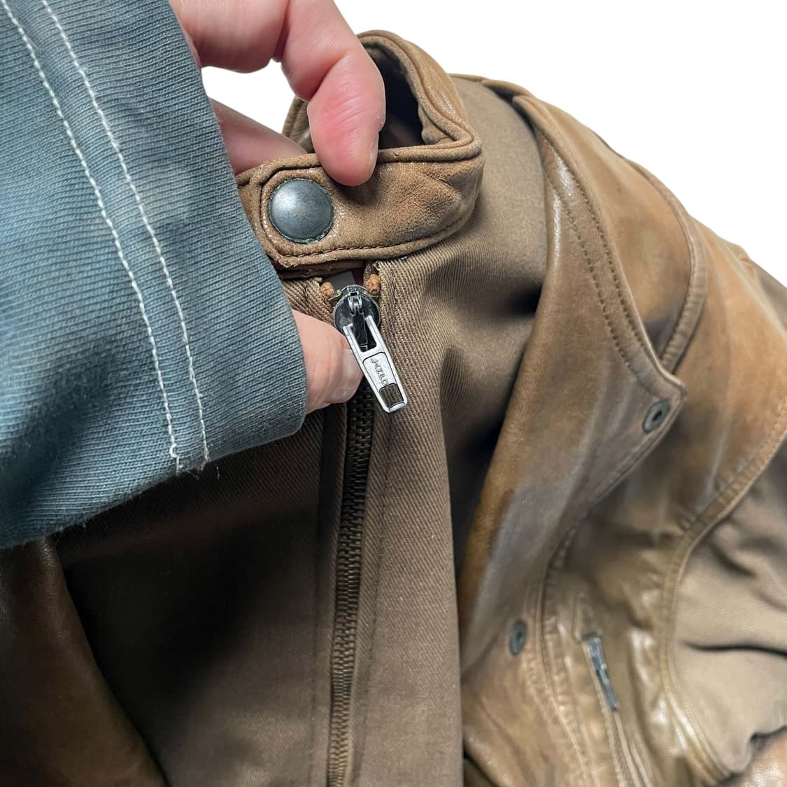 레더 트윌 코튼 레이어드 봄버 (italy made) 상품이미지9