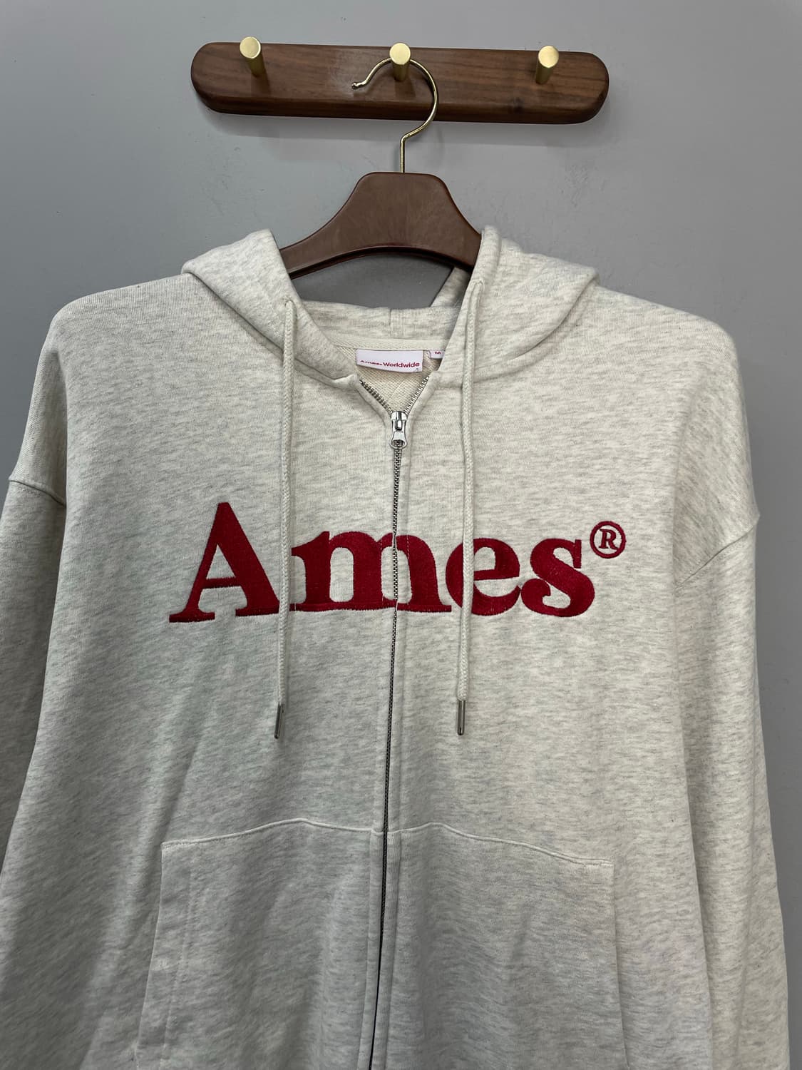 아메스 월드와이드 베이직 로고 오트밀 후드집업 H996 상품이미지3