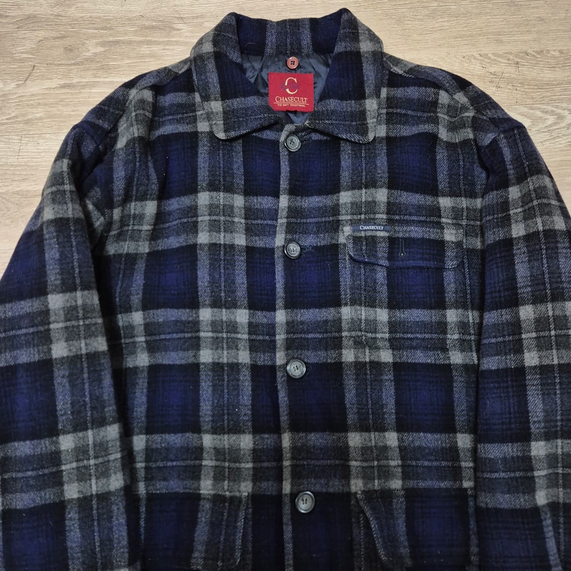 CHASECULT 체이스컬트 누빔 안감 버튼 체크 싱글 코트 L(100) 상품이미지2
