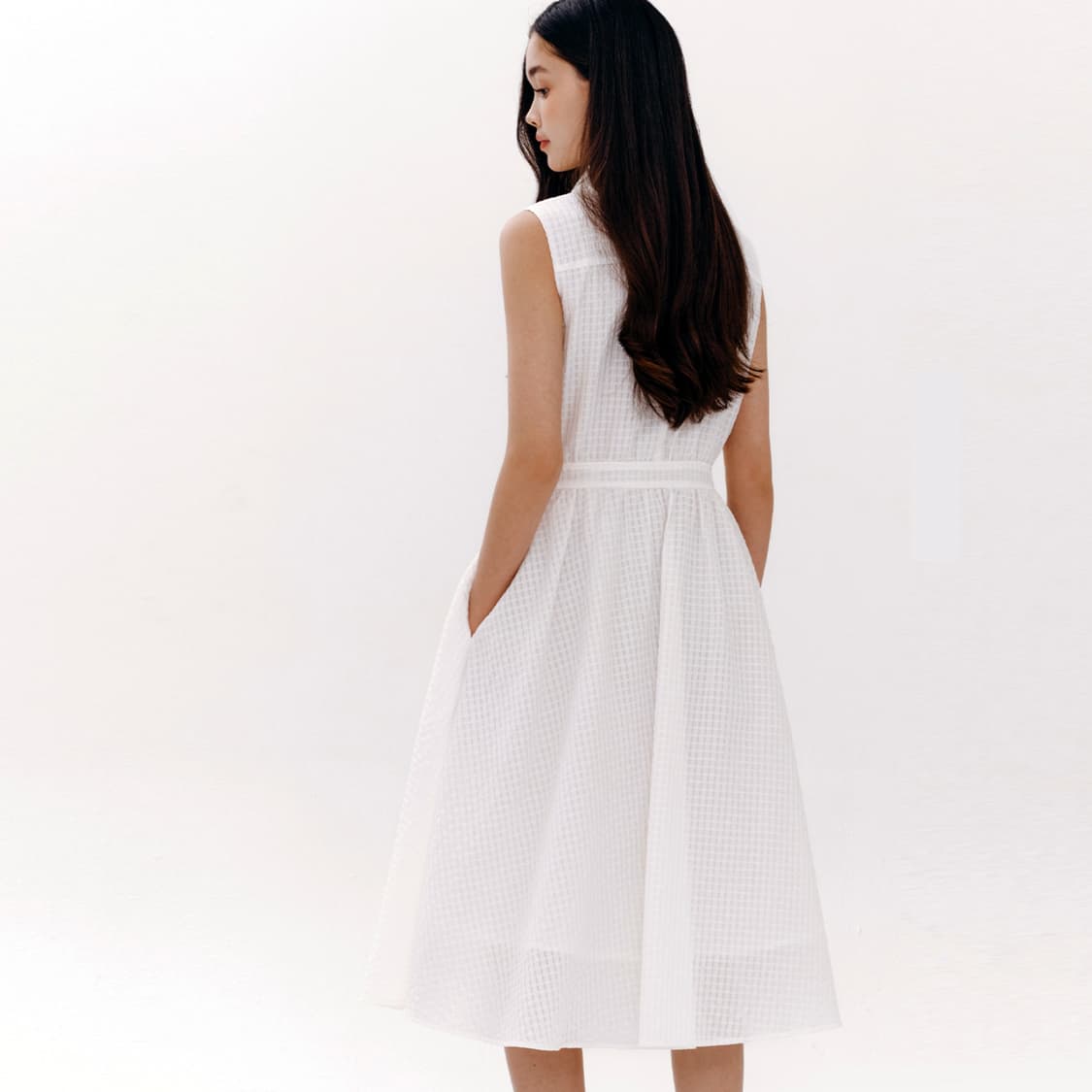마리끌레르(marie claire) 더블카라 핀턱원피스 55-66 새상품 상품이미지4