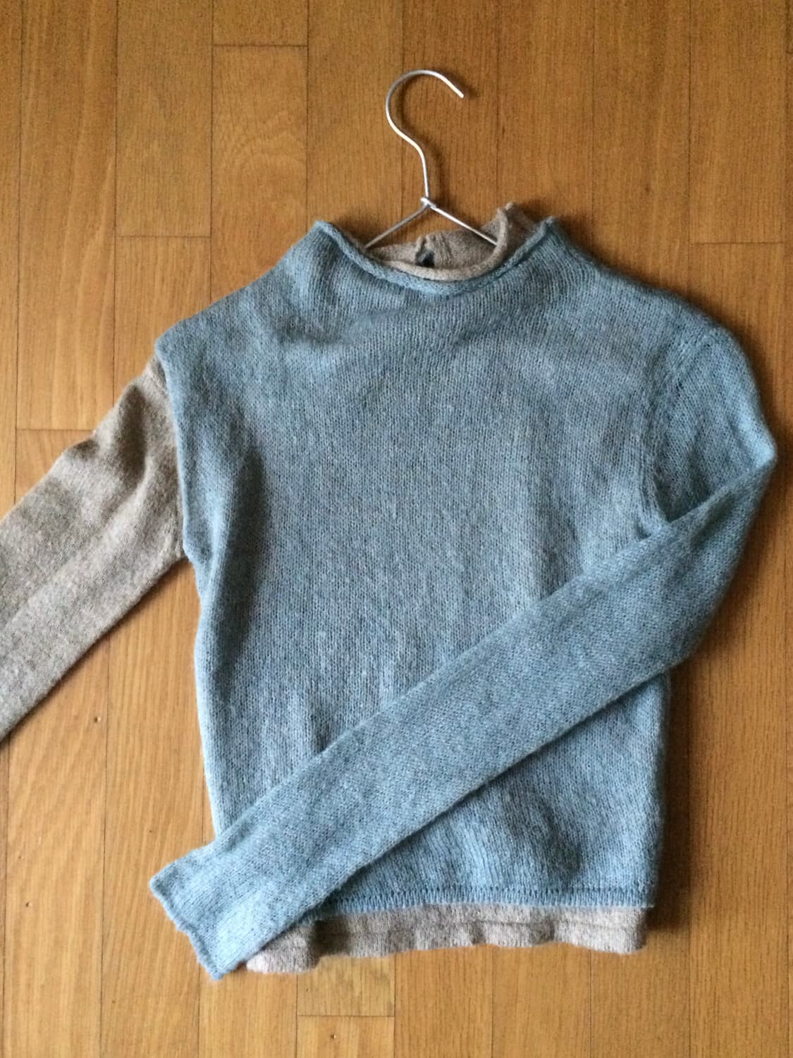 파르티멘토 우먼 더블 레이어 모크넥 니트 스카이 상품이미지1