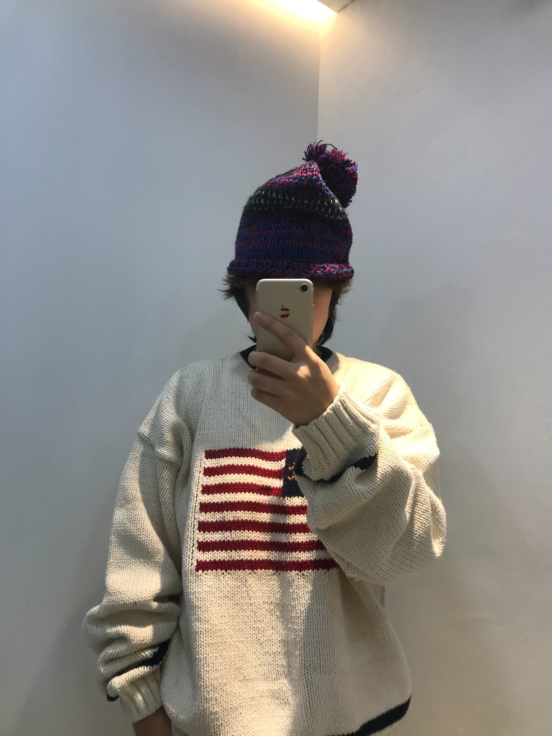 아이보리 성조기 니트 상품이미지1