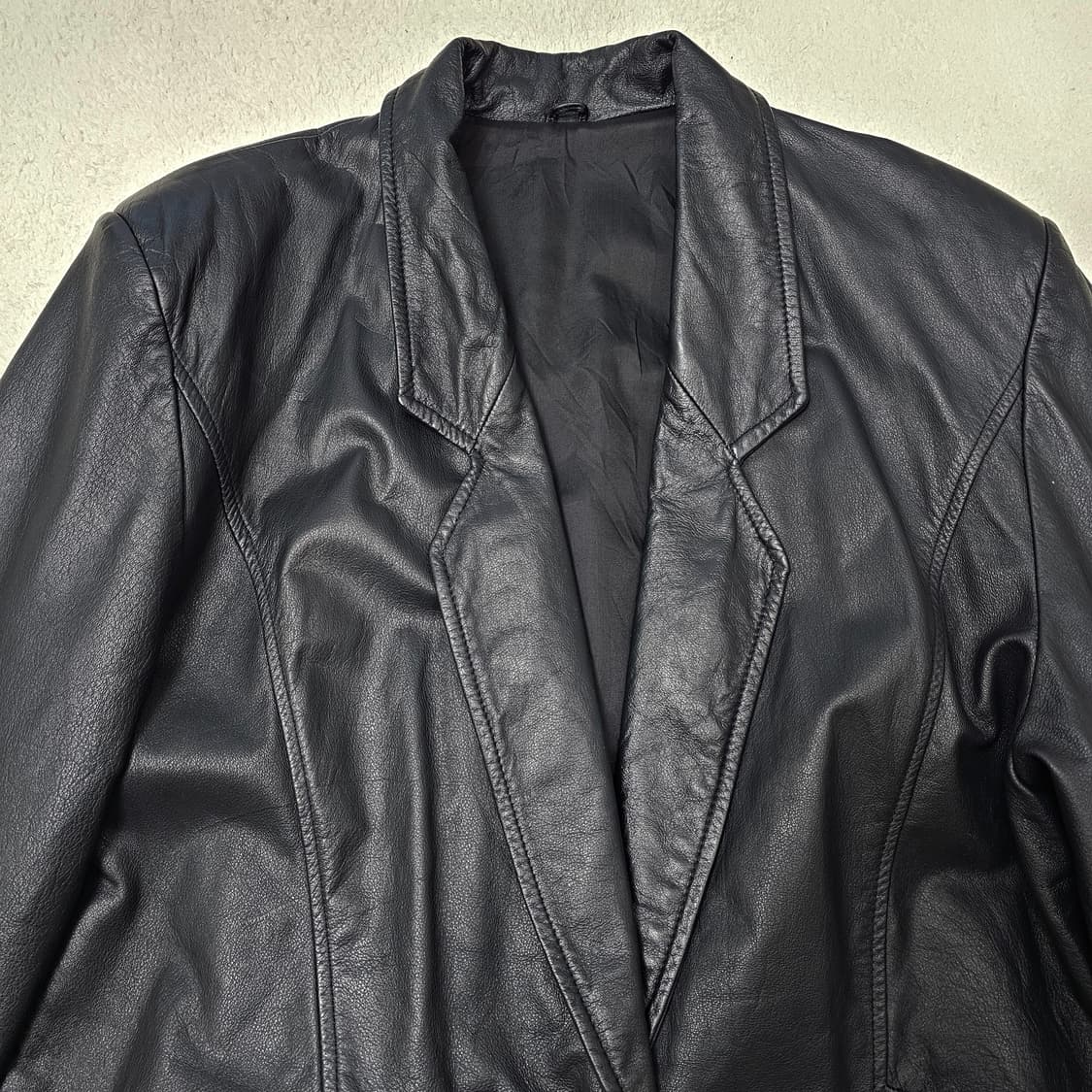 F 소가죽 원버튼 가죽 자켓 상품이미지2