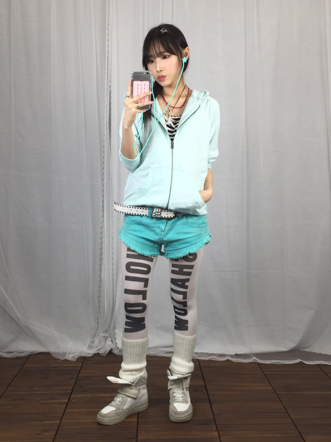 'TipTop' Mint Zip Up Hoodies 상품이미지1
