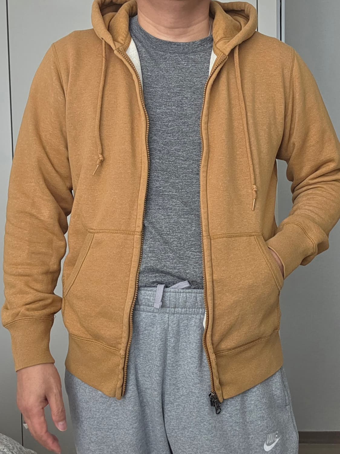 유니클로 2Way Zip-Up 후드티 머스타드 칼라 (L) 상품이미지7