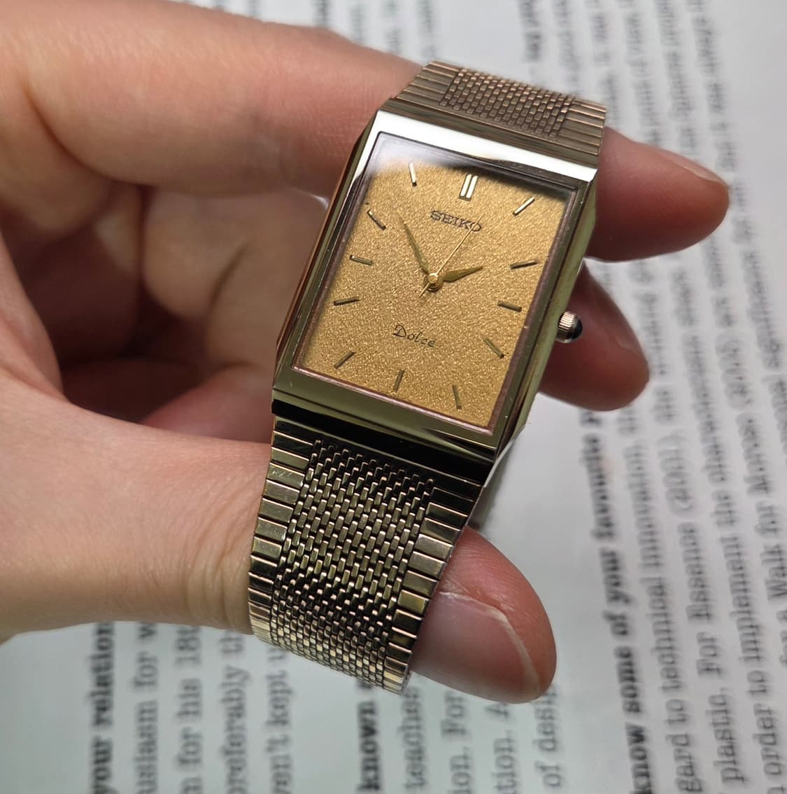 레어] 빈티지 세이코 돌체 사각탱크 금바리판 쿼츠 브레이슬릿 ver. 
 상품이미지4