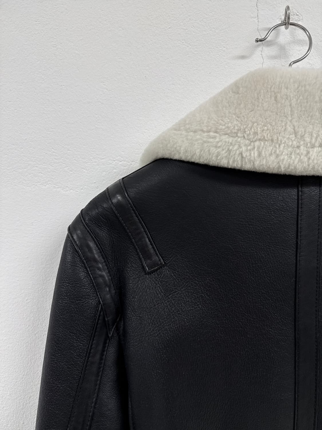 [A][95]스페인 나파 메리노 무스탕 시어링 하프 코트 상품이미지6