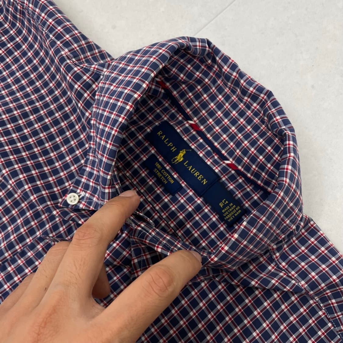 폴로 랄프로렌 네이비 레드 체크 버튼다운 클래식핏 셔츠 L 상품이미지2