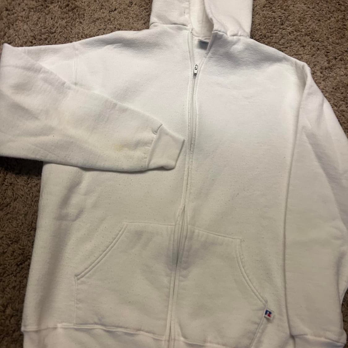 90s 러셀 애슬레틱 후드집업 화이트 상품이미지2