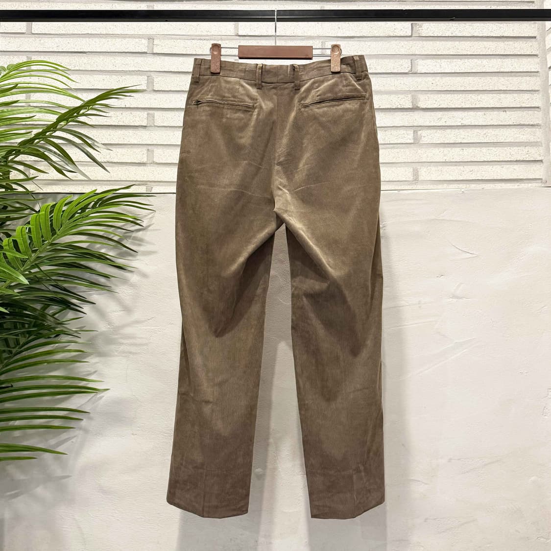 JPN VINTAGE 클래식 와플 리브드 슬랙스 소프트터치 디테일 브라운 상품이미지3