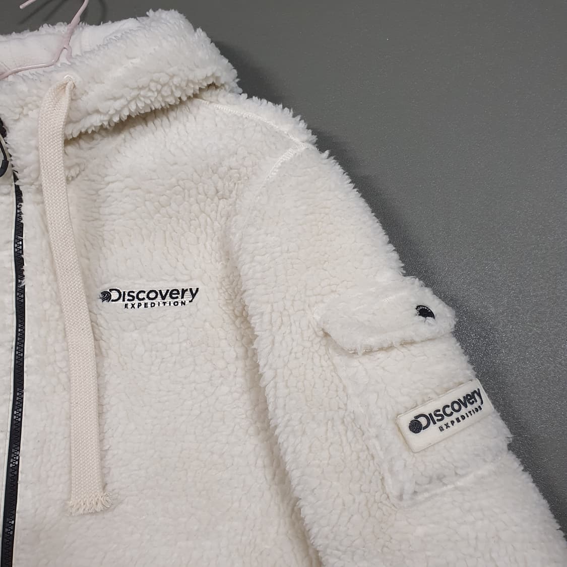 M) 디스커버리 21FW 테크플리스 양털 후드 뽀글이 플리스 자켓 크림 상품이미지3