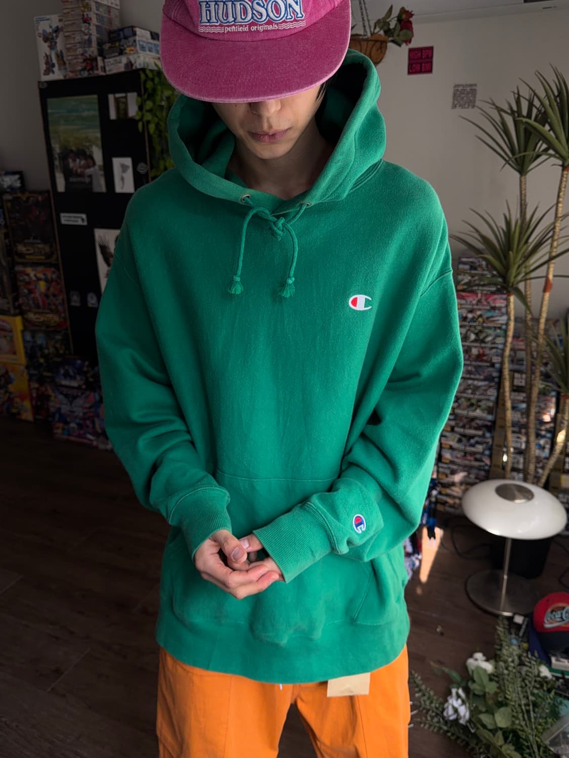 Champion Reverse Weave 정글 그린 오버 후드 상품이미지3