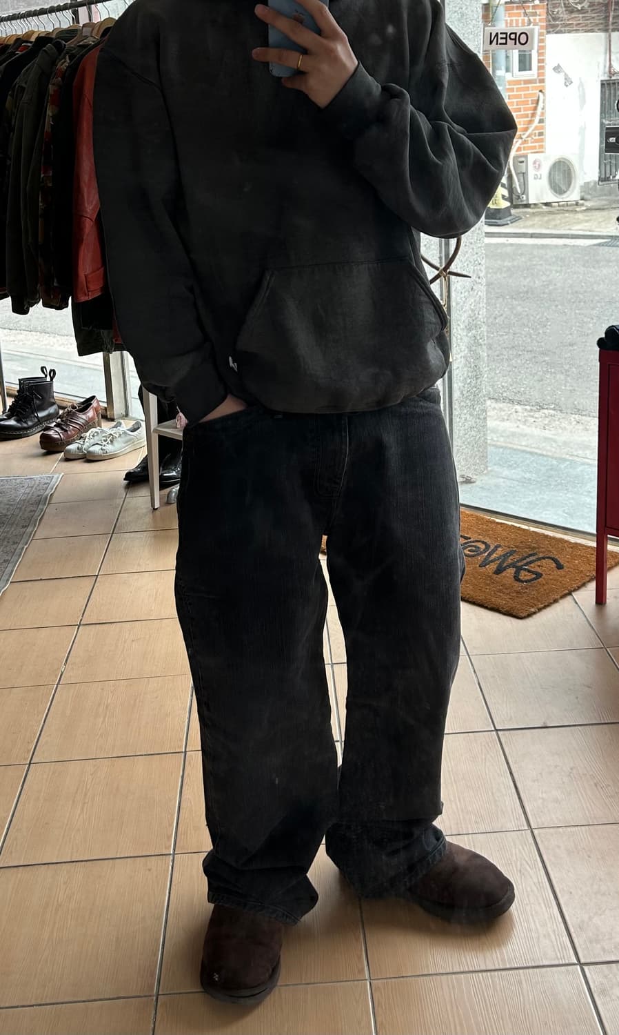 00‘s 리바이스 레드룹 와이드레그 블랙진 34in 상품이미지9